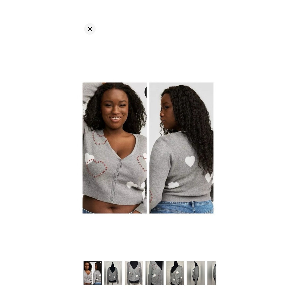 Torrid Women's Cardigan Long Sleeve Shrug Heart Felt Cloud Dancer 1X 14-16 NWT